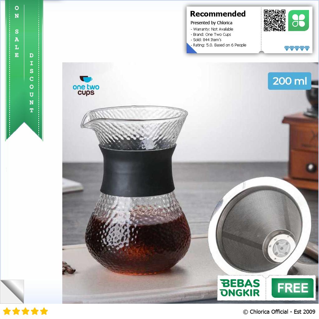 One Two Cups Coffee Server Chemex Drip Pour Over with Filter SE112