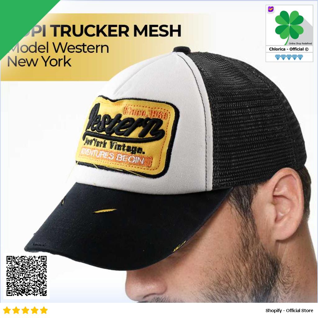 FLB Topi Trucker Jaring Mesh Hat Western New York Vintage F207