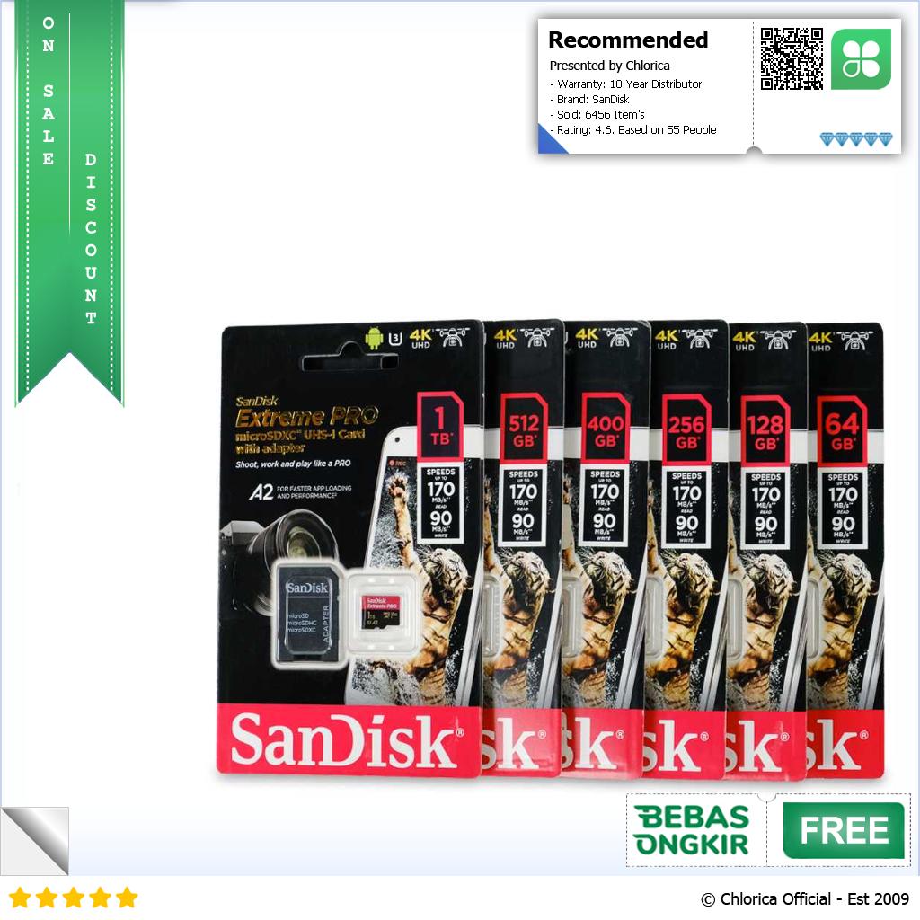 SanDisk Extreme Pro microSDXC UHS I Class 10 A2 V30 U3 170MB s SDSQXCY