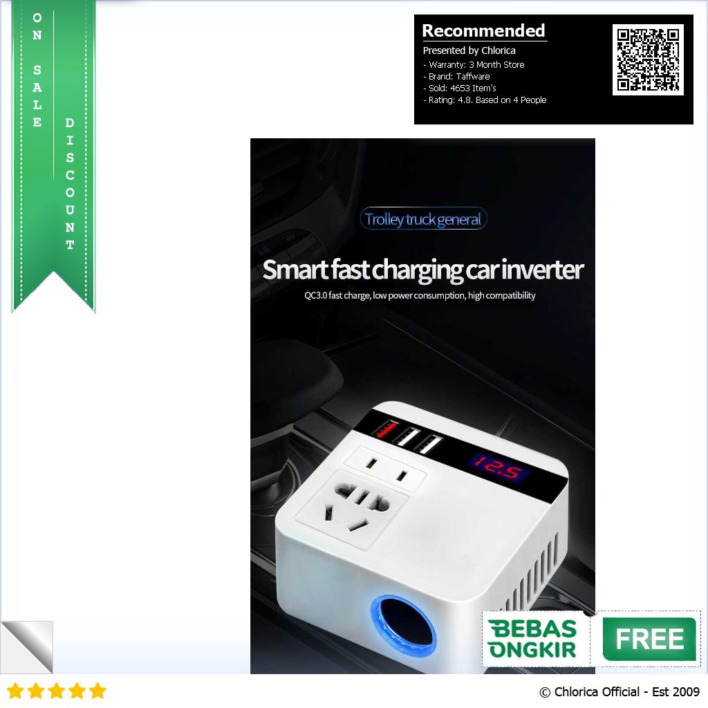 Taffware Car Power Inverter Konverter USB Charging 12 24V 100W EA851