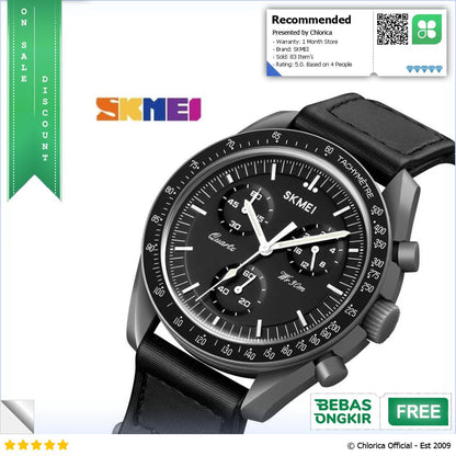 SKMEI Jam Tangan Analog Chrono Tachymeter Waterproof Nylon Strap 1982