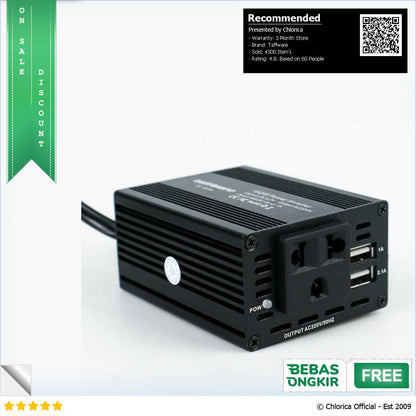 Taffware Power Inverter Mobil 12V to 220V 150W dengan 2 USB Port PI 150W