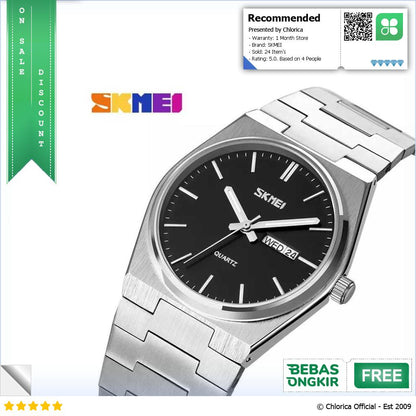 SKMEI Jam Tangan Analog Pria Waterproof Stainless Steel Quartz Watch 9288