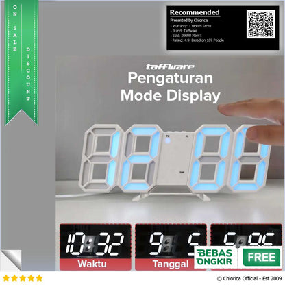 Taffware Jam Meja Alarm Weker LED Digital Clock TS S60 W