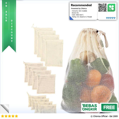 BAGGU Tas Belanja Lipat Vegetable and Fruit Cotton Mesh Bag BG1