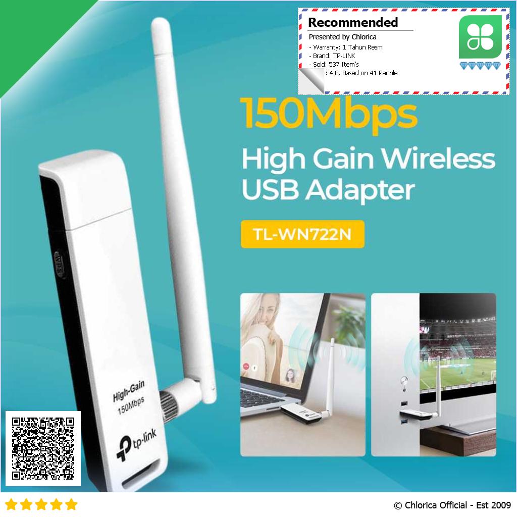 TP LINK High Gain Wireless USB Adapter 150Mbps TL WN722N