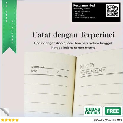 Toddi Notebook Buku Jurnal Catatan Diary Cover Kulit A5 JSK25