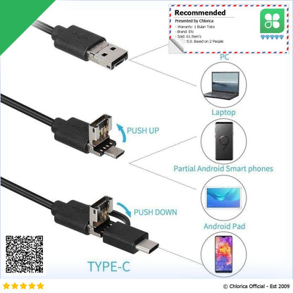 MRGO Kamera Endoskopi Industrial Endoscope USB 3 in 1 8 LED 1200P 2M MR28