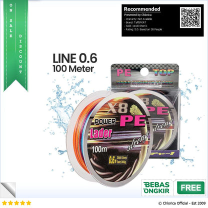 TaffSPORT Senar Benang Tali Pancing Super PE Braided Fishing Line 100M X8