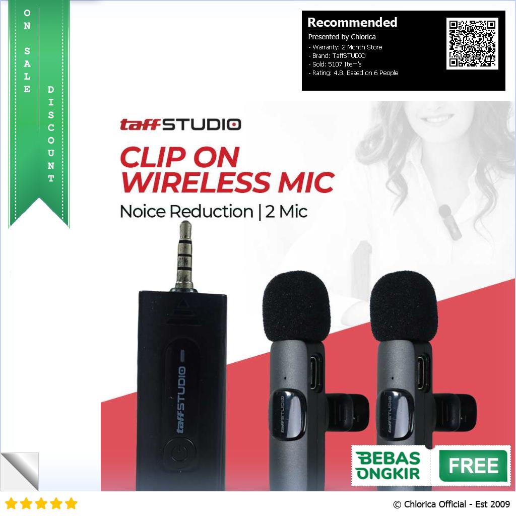 TaffSTUDIO Clip On Mic Wireless Noice Reduction Vlogging Singing 3.5mm K35 Pro