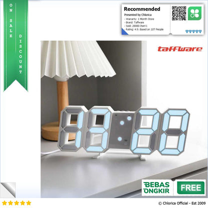 Taffware Jam Meja Alarm Weker LED Digital Clock TS S60 W