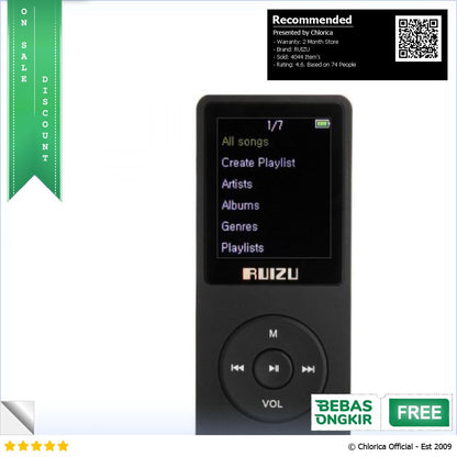 RUIZU MP3 Player Pemutar Musik HiFi DAP 8GB X02