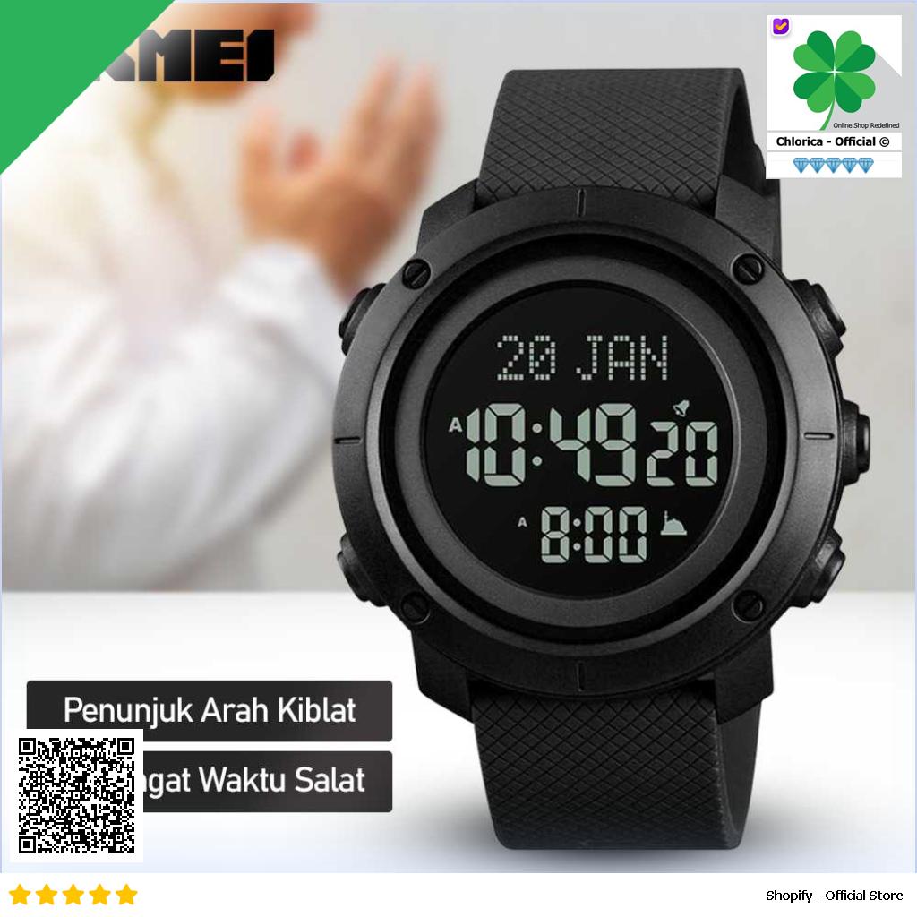 SKMEI Jam Tangan Digital Pria Penunjuk Arah Kiblat Anti Air 50M 1728