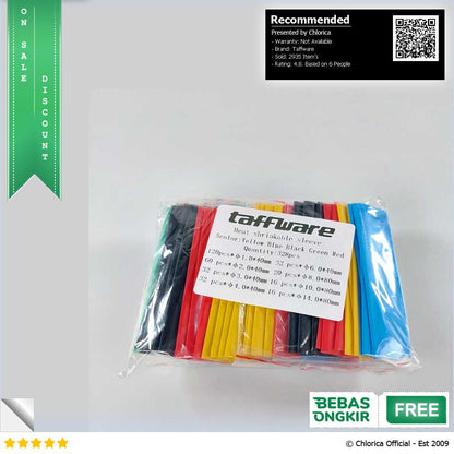 Taffware Selongsong Pelapis Kabel Insulasi Heat Shrink Tube 328 PCS DHS3