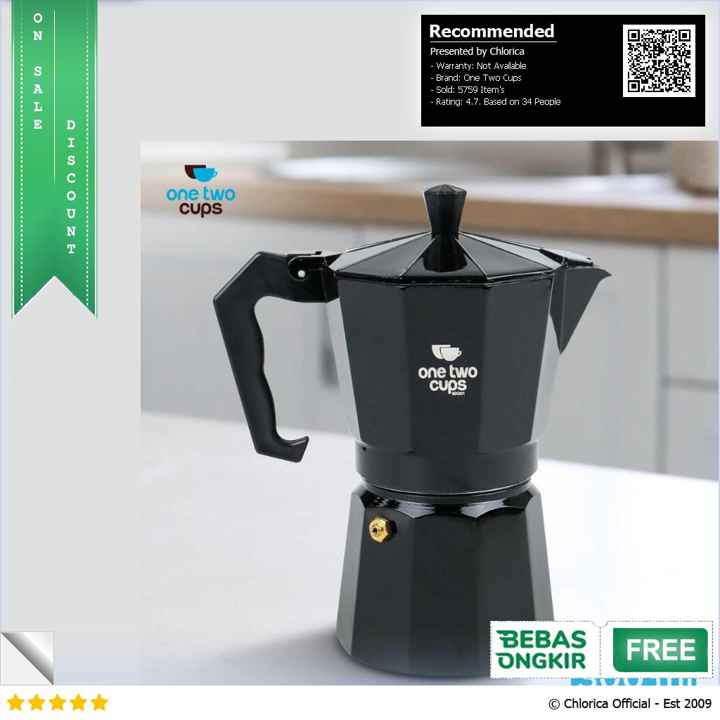 One Two Cups Teko Kopi Moka Pot Espresso Coffee Maker Stovetop Filter MX001