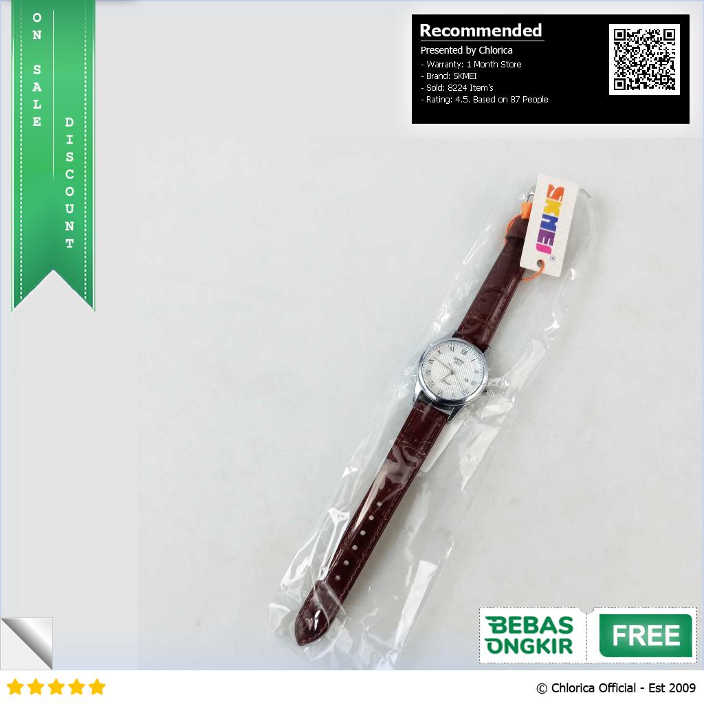 SKMEI Jam Tangan Analog Strap Kulit Anti Air 30M 9058CL