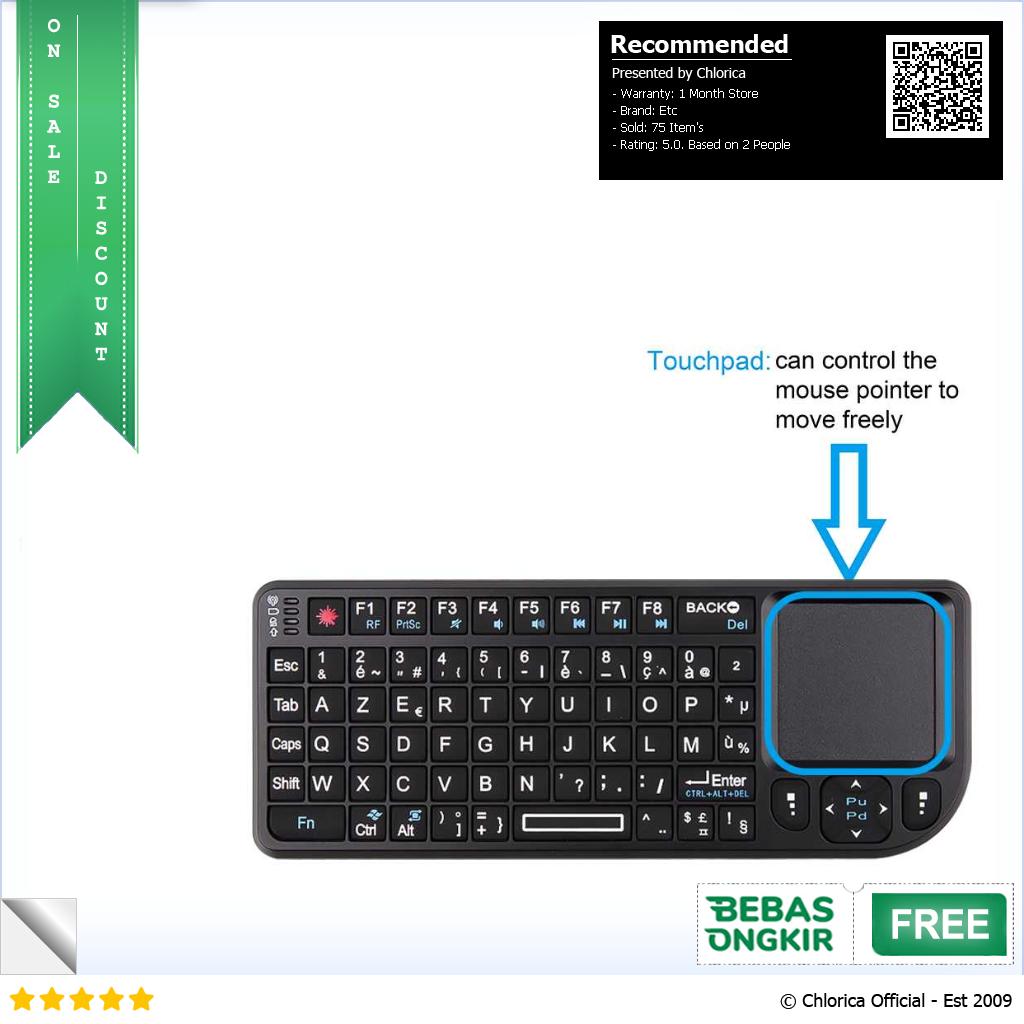 HotLouse Wireless Mini Keyboard Pointer 2.4GHz Dengan Touch Pad TR MWK