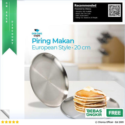 One Two Cups Piring Makan Stainless Steel Sultan Plate European Style SN16