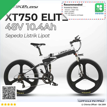 Lankeleisi Sepeda Listrik Lipat Folding Bike Elite Version 48V 10.4Ah XT750