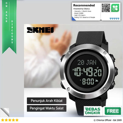 SKMEI Jam Tangan Digital Pria Penunjuk Arah Kiblat Anti Air 50M 1728