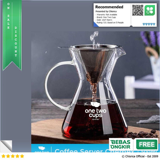 One Two Cups Coffee Server Chemex Drip Pour Over with Filter YD KT001