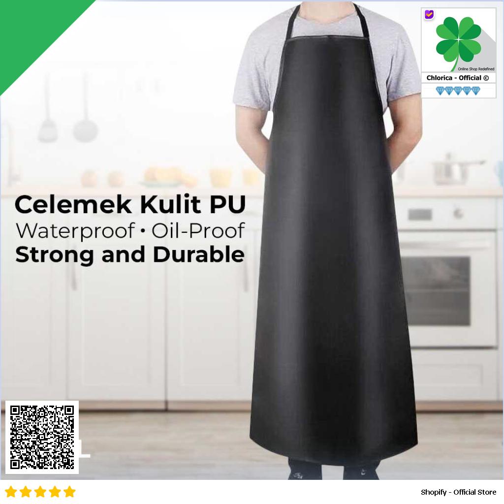 Zhanmai Celemek Masak Apron Dapur Kulit PU Waterproof Durable ZHAP