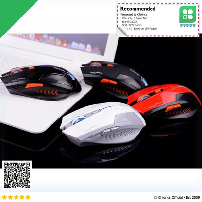 AZZOR Mouse Gaming Wireless Rechargeable USB 2400 DPI 2.4G