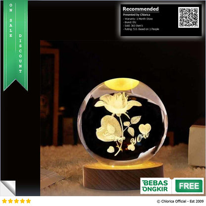 AMARYLLIS Lampu Tidur Bola Kristal 3D Warm White USB 3W AM 6