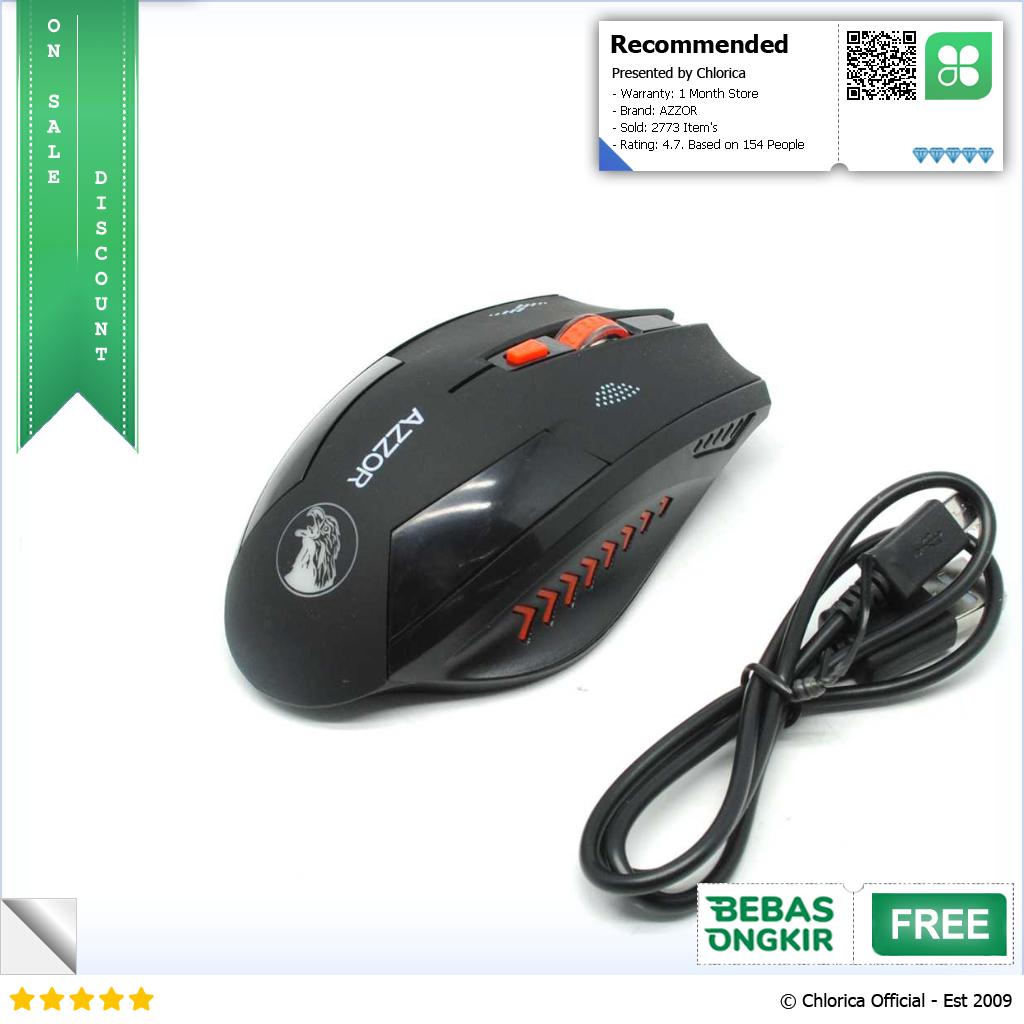 AZZOR Mouse Gaming Wireless Rechargeable USB 2400 DPI 2.4G