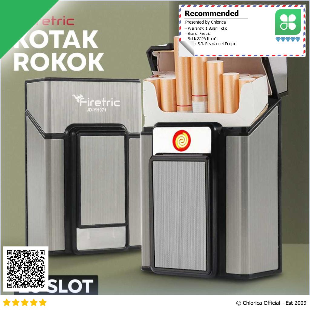 Firetric Focus Kotak Rokok 20 Slot dengan Korek Elektrik Pyrotechnic JD YH071