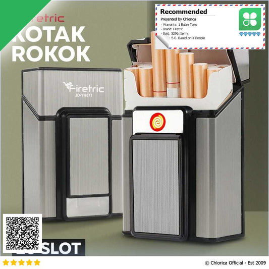 Firetric Focus Kotak Rokok 20 Slot dengan Korek Elektrik Pyrotechnic JD YH071