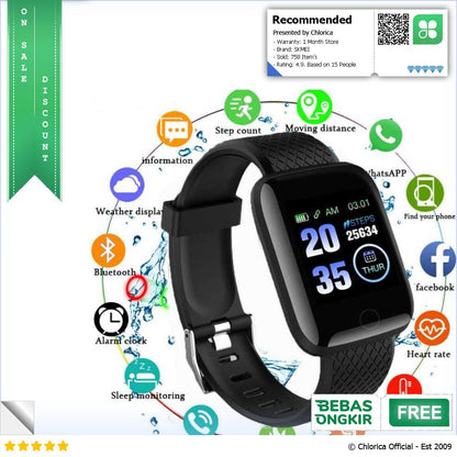 SKMEI Smartwatch Sport Tracker Bluetooth Heart Rate 116 PLUS