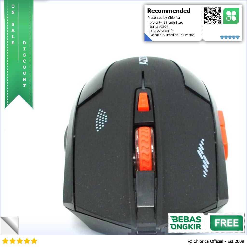 AZZOR Mouse Gaming Wireless Rechargeable USB 2400 DPI 2.4G