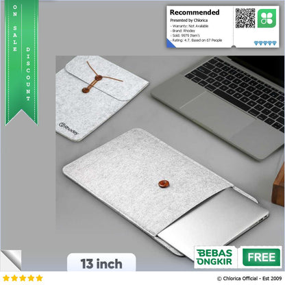 Rhodey Felt Button Style Sleeve Case Laptop Ultrabook DA58