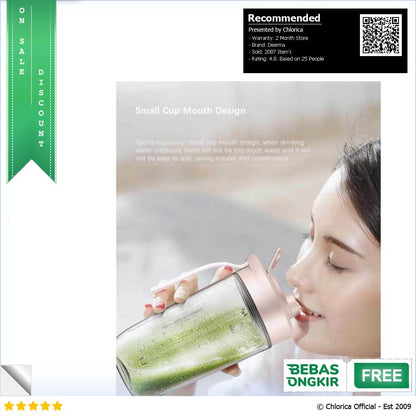 Deerma Blender Portable Buah Juicer Wireless 1500mAh 400ml DEM NU05