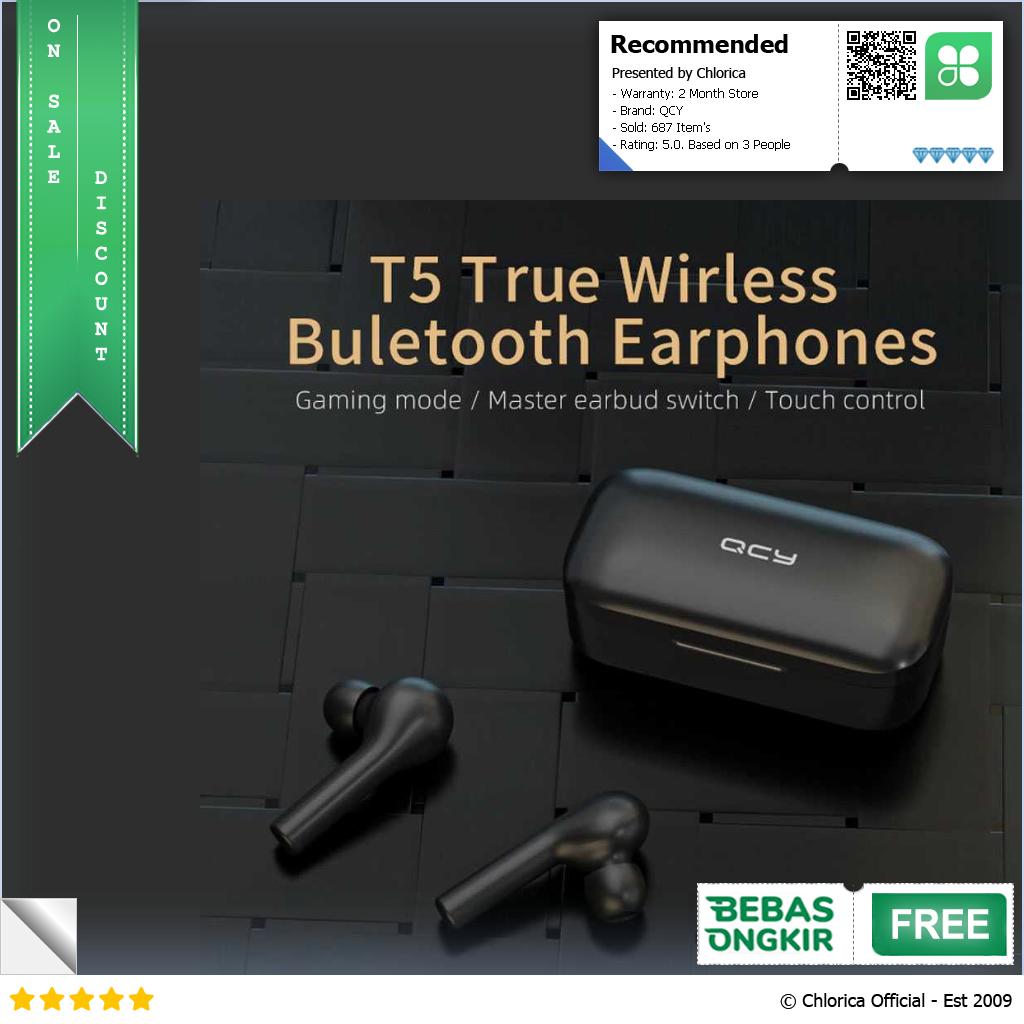 QCY TWS Bluetooth Earphone with Charging Case QCY T5