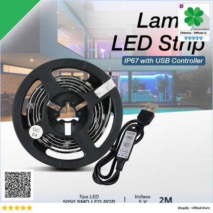 MALITAI Lampu LED Strip Flexible 5050 RGB IP67 with USB Controller SMD2835