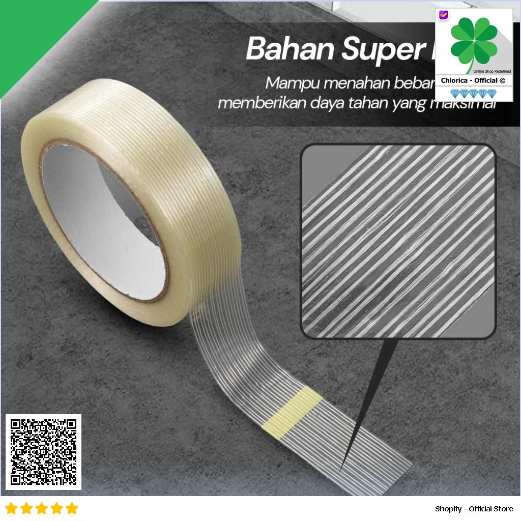 YX Lakban Super Strong Fiber Tape Isolasi Bening 25M GF25M