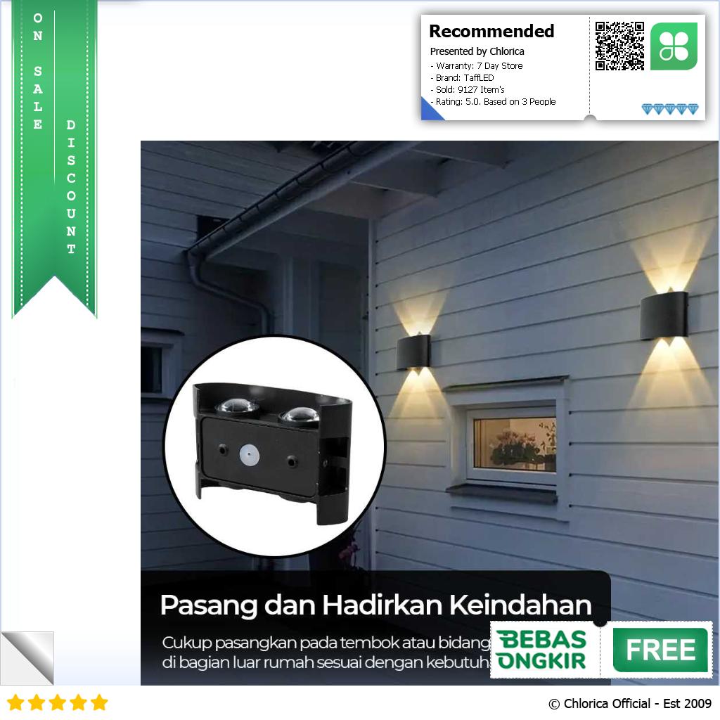 TaffLED Lampu Dinding Hias Outdoor Aluminium 4W 4 LED Warm White B053