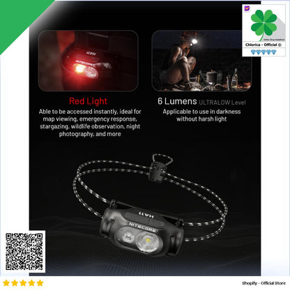 NITECORE Senter Kepala LED Headlamp Lightweight AA Battery 240lm HA11