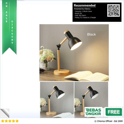 Pookin Lampu Meja Belajar LED Model Nordic Wooden Art 12W 3 in 1 Color PK407