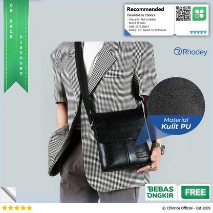 Rhodey Tas Selempang Bisnis Pria Elegant Messenger Bag PU Leather 9906