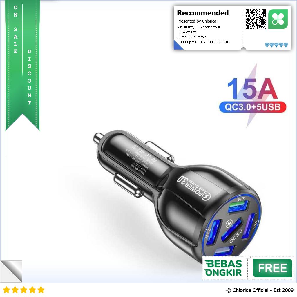 USLION Car Charger Mobil USB 5 Port QC 3.0 15A BK 359