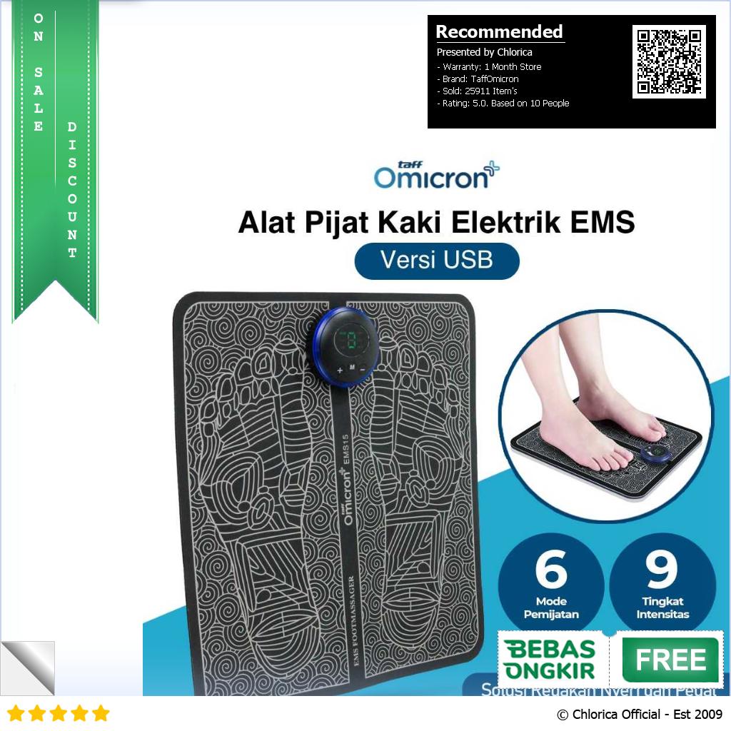 TaffOmicron Alat Pijat Kaki Elektrik EMS Foot Massager USB 6 Mode EMS15