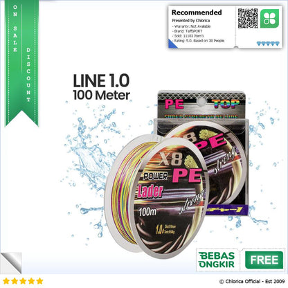 TaffSPORT Senar Benang Tali Pancing Super PE Braided Fishing Line 100M X8