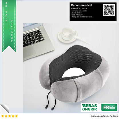 Rhodey Bantal Leher U Shape Travel Neck Pillow Memory Foam Beludru SER44