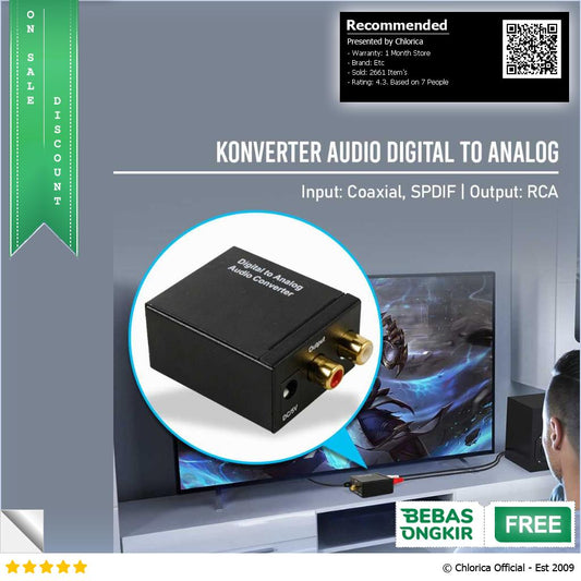 GRWIBEOU Konverter Audio Digital to Analog Coaxial Toslink ke RCA