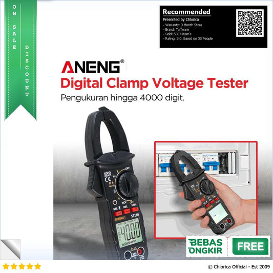 Taffware ANENG Digital Clamp Meter Voltage Tester NCV 4000 Digit ST180