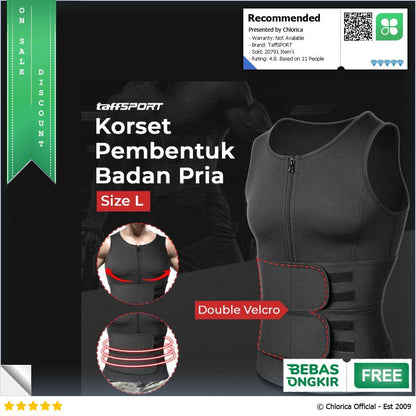 TaffSPORT Korset Pembentuk Badan Pria Waist Fat Burner Double Velcro MWL10