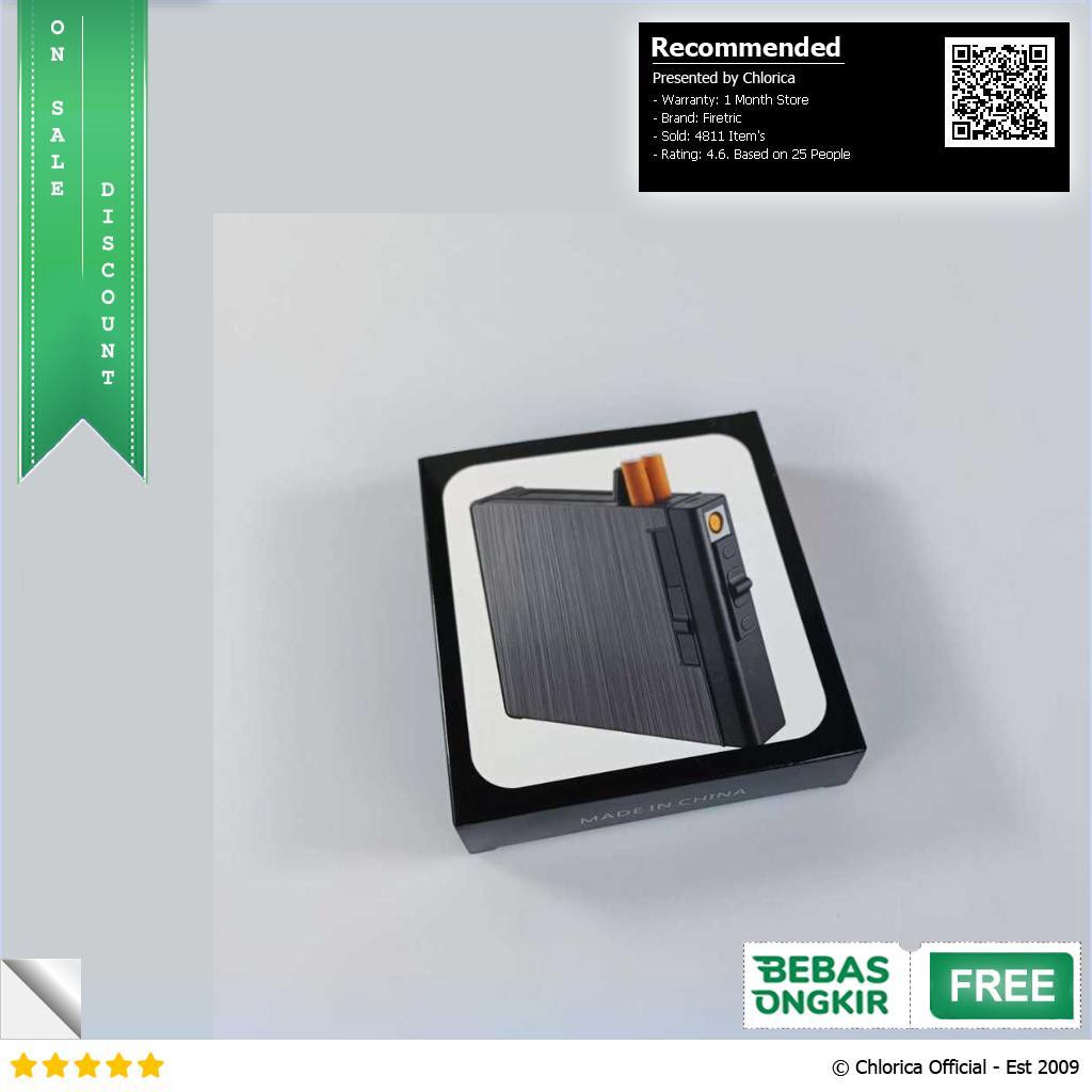 Firetric Kotak Rokok Cigarette Case 20 Slot dengan Korek Elektrik MK073